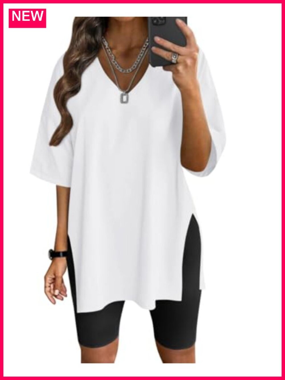 Women's Oversized V Neck T-Shirt Cotton Blend Short Sleeve Workout Tee